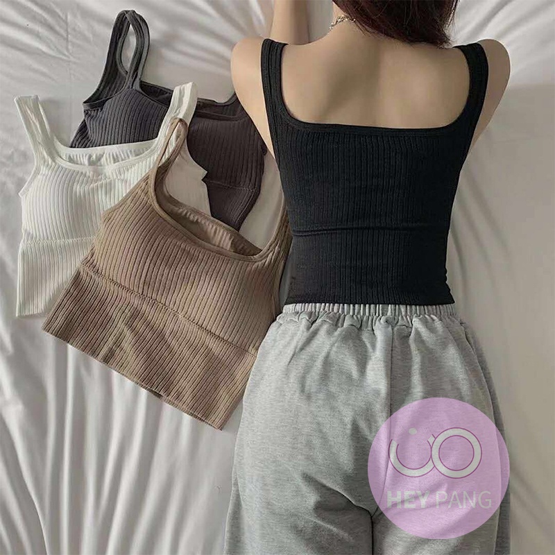 Áo croptop nữ bra hai dây thể thao bản to cổ vuông khoe body siêu thấm hút HEYPANG VN014