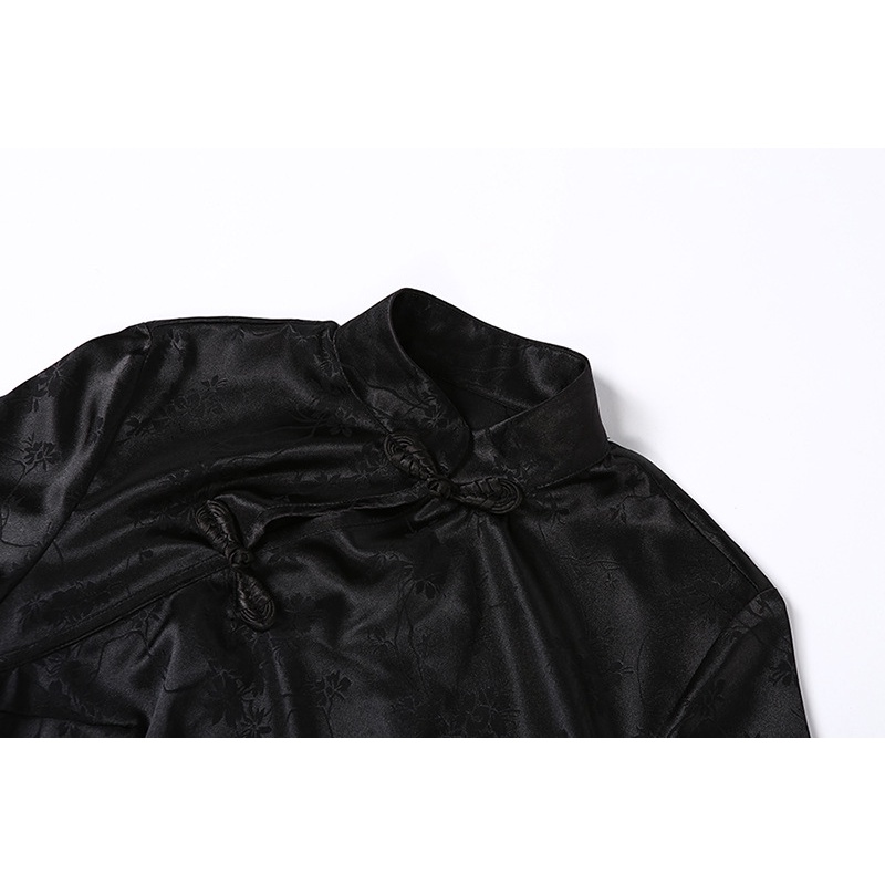 DUNEA Đầm sườn xám thiết kế xẻ tà thêu họa tiết phong cách Trung Hoa quyến rũ thời trang cho nữ