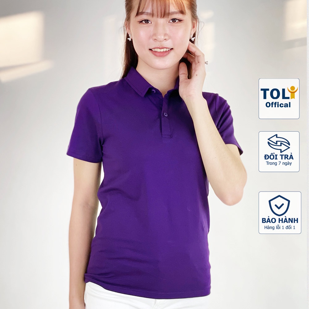 Áo thun nữ Cổ Sơ Mi (Cổ trụ) TOLI, chất cotton 4 chiều mềm mịn, co dãn Màu Tím