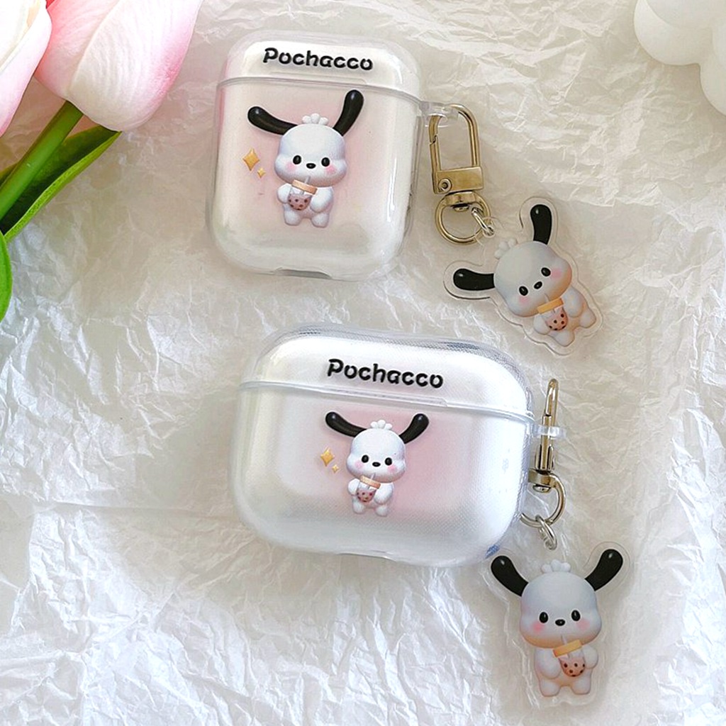 Vỏ Bảo Vệ Hộp Sạc Tai Nghe Airpods 1 2 3 Pro Bluetooth Không Dây Chất Liệu TPU Mềm Chống Sốc Gắn Hình Thỏ Pochacco