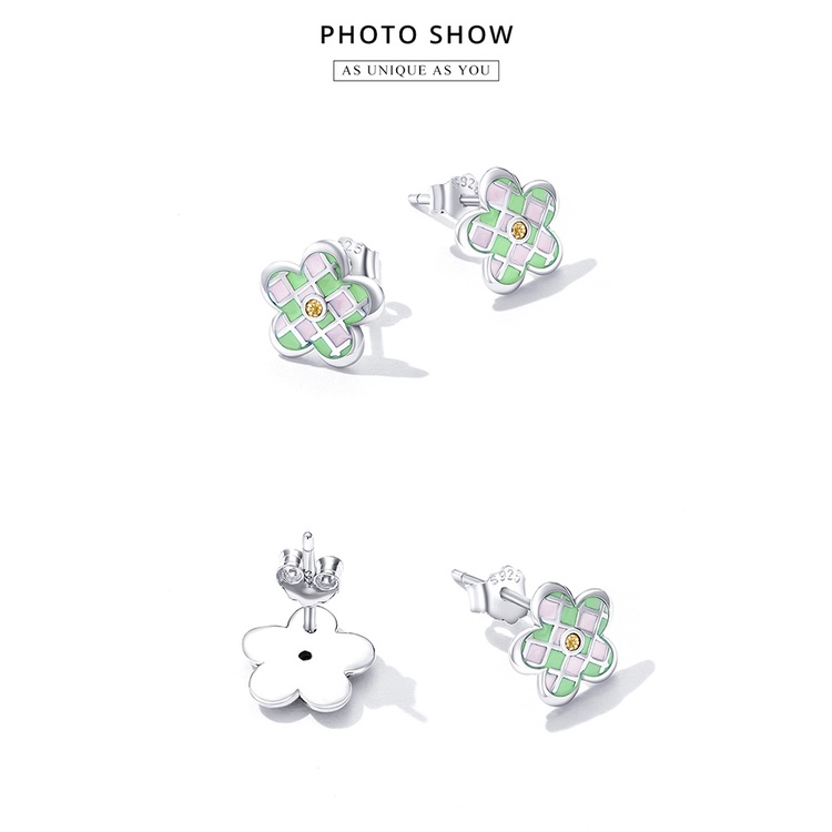 Đôi bông tai Bamoer hình hoa bằng bạc 925 thời trang dành cho nữ