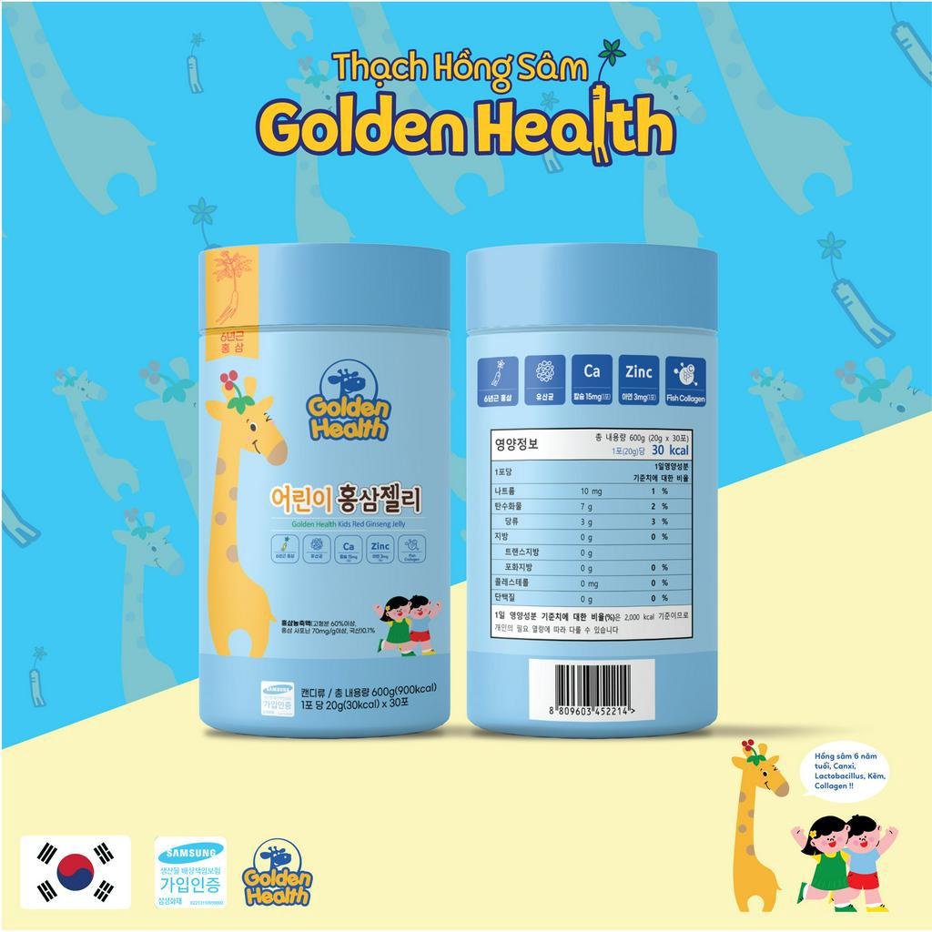 Thạch hồng sâm Golden Health 6 in 1 tăng chiều cao đề kháng cho bé nhập khẩu Hàn Quốc hộp 30 gói