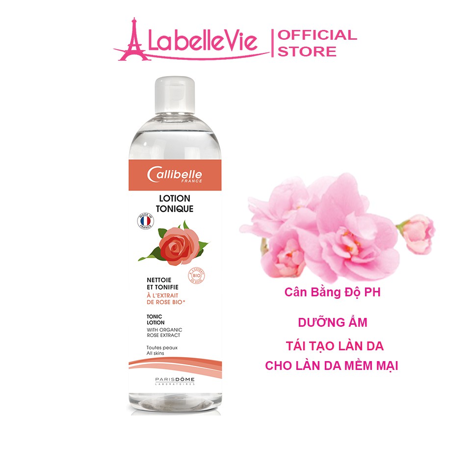 Nước hoa hồng hữu cơ Callibelle dưỡng da, tái tạo, cân bằng da và se khít lỗ chân lông 500ml