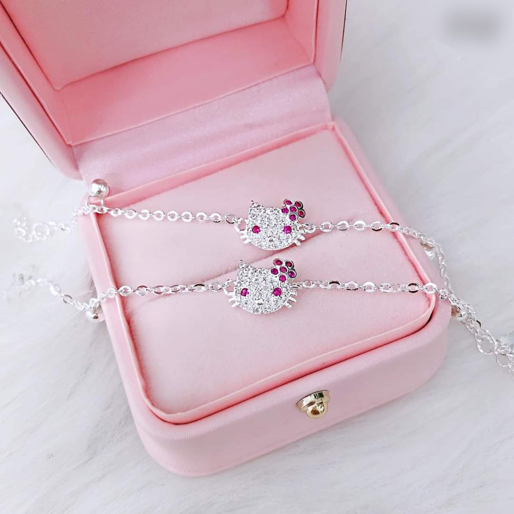 Lắc tay cho bé bạc ta thật tránh gió DaLiA Jewelry lắc tay mèo kitty cho bé