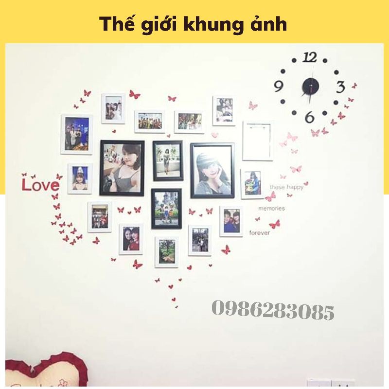 Bộ đồng hồ kèm decal dán tường - không gồm khung ảnh