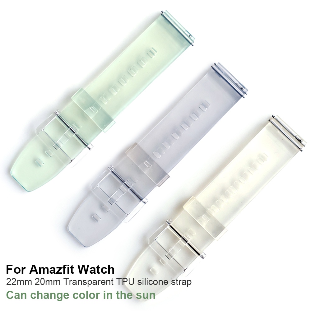 Dây Đeo Silicon Trong Suốt Thay Đổi Màu Cho Đồng Hồ Amazfit GTS 2 mini/Bip S