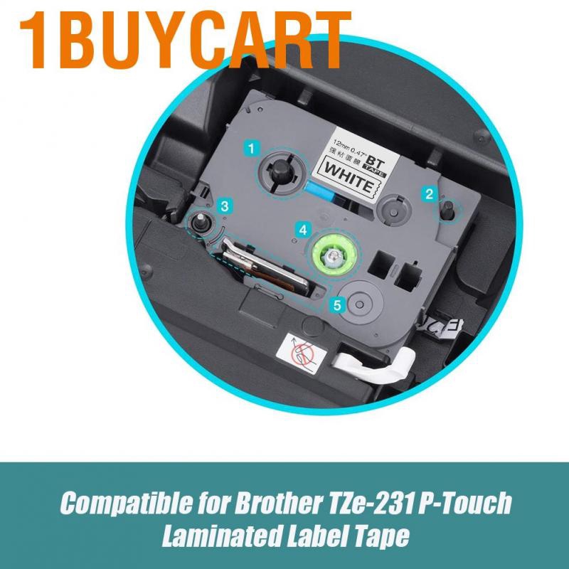 [2 days to arrive] Băng in nhãn trắng/đen 12mm cho Brother TZe-231 P-Touch
