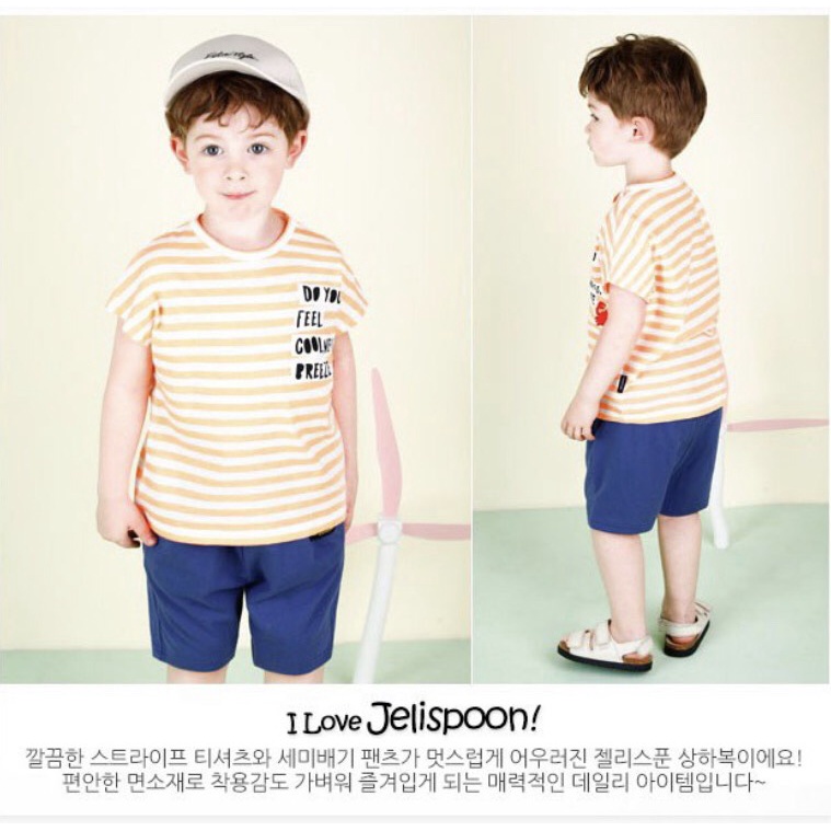 Bộ cotton bé trai kẻ cua Jelis. HA3390