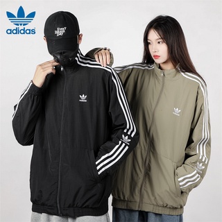 Thêu Logo Adidas 100% Nguyên Bản Cặp Đôi Áo Khoác Áo Khoác Nữ Áo Khoác Trơn Có Khóa Kéo Bomber Áo Khoác Gió Unisex Cho Nam