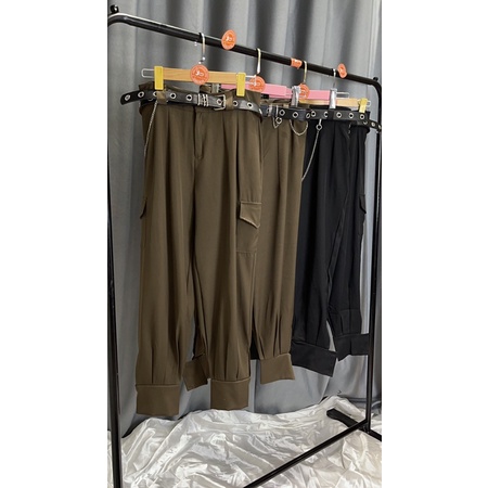 Quần jogger nữ dài ống rộng phong cách Ulzzang bo gấu chất kaki trẻ trung cá tinh
