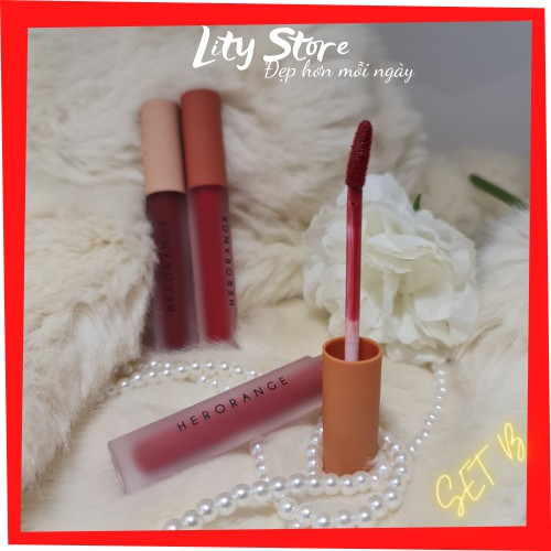 Son Herorange - Set Son Herorange 3 cây son kem siêu lì không lem, không trôi màu Herorange, Hàng đủ 2 set A, B. | BigBuy360 - bigbuy360.vn