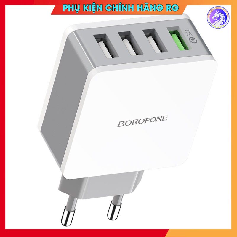 Cốc sạc nhanh 4 cổng Borofone BA43A củ sạc nhanh QC3.0 QC2.0 bảo hành 12 tháng