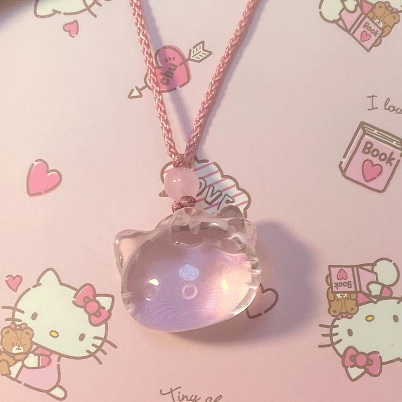 Vòng cổ Mặt Hello Kitty Đính Pha Lê Hồng Ngọt Ngào Dễ Thương