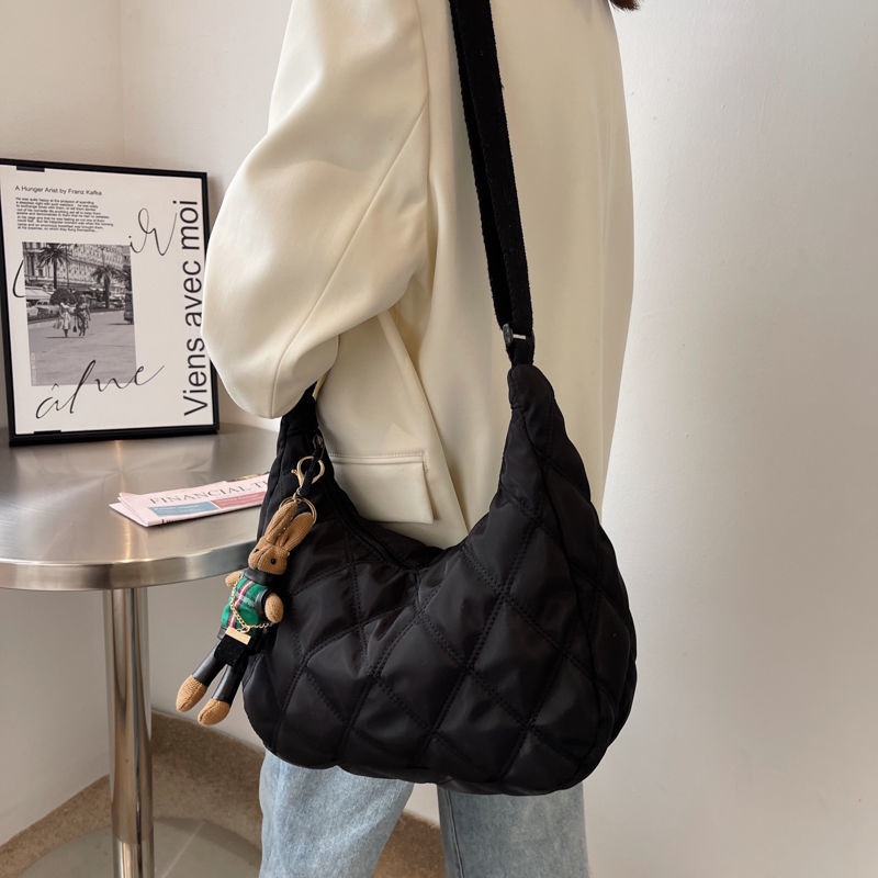 Túi phao đeo chéo hàn quốc túi đeo vai to túi tote vải canvas thời trang túi đeo chéo cotton cỡ lớn đi học đi chơi