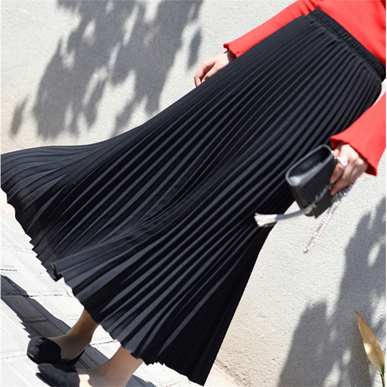 Chân Váy Maxi Lưng Cao Xếp Li 80cm / 90cm Hiện Có 15 Màu