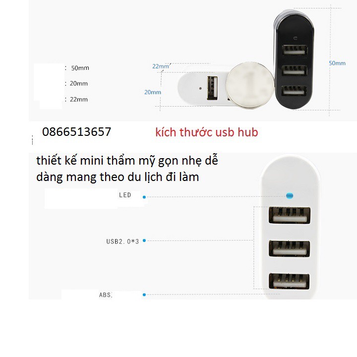 Hub chia USB thành 3 cổng Superspeed tốc độ cao mini