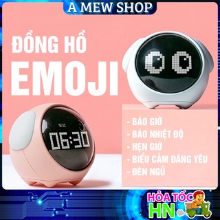 Đồng hồ báo thức, đồng hồ để bàn emoji kiêm đèn ngủ cảm biến âm thanh alarm clock hiển thị cảm xúc emoji - amew