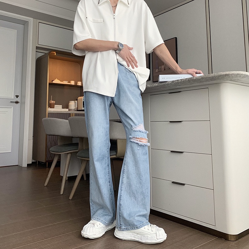 Quần jean nam baggy ống loe G5 thời trang hàn quốc - jean dày co giãn mạnh