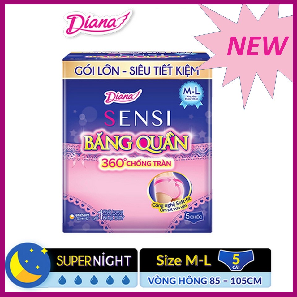  Băng đêm dạng quần Diana Size M-L gói lớn siêu tiết kiệm 5 chiếc/gói