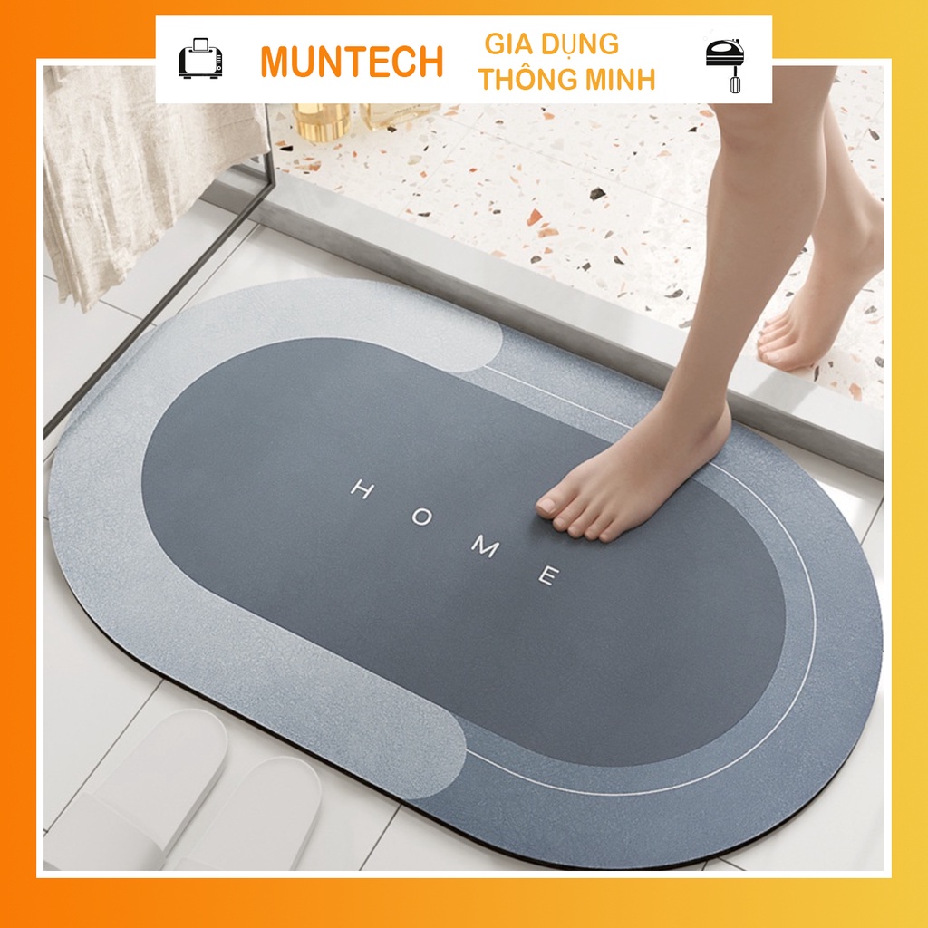 Thảm lau chùi chân nhà bếp tắm Silicon thấm nước chống trượt sang trọn siêu dày 60X40cm MUNTECH TL01