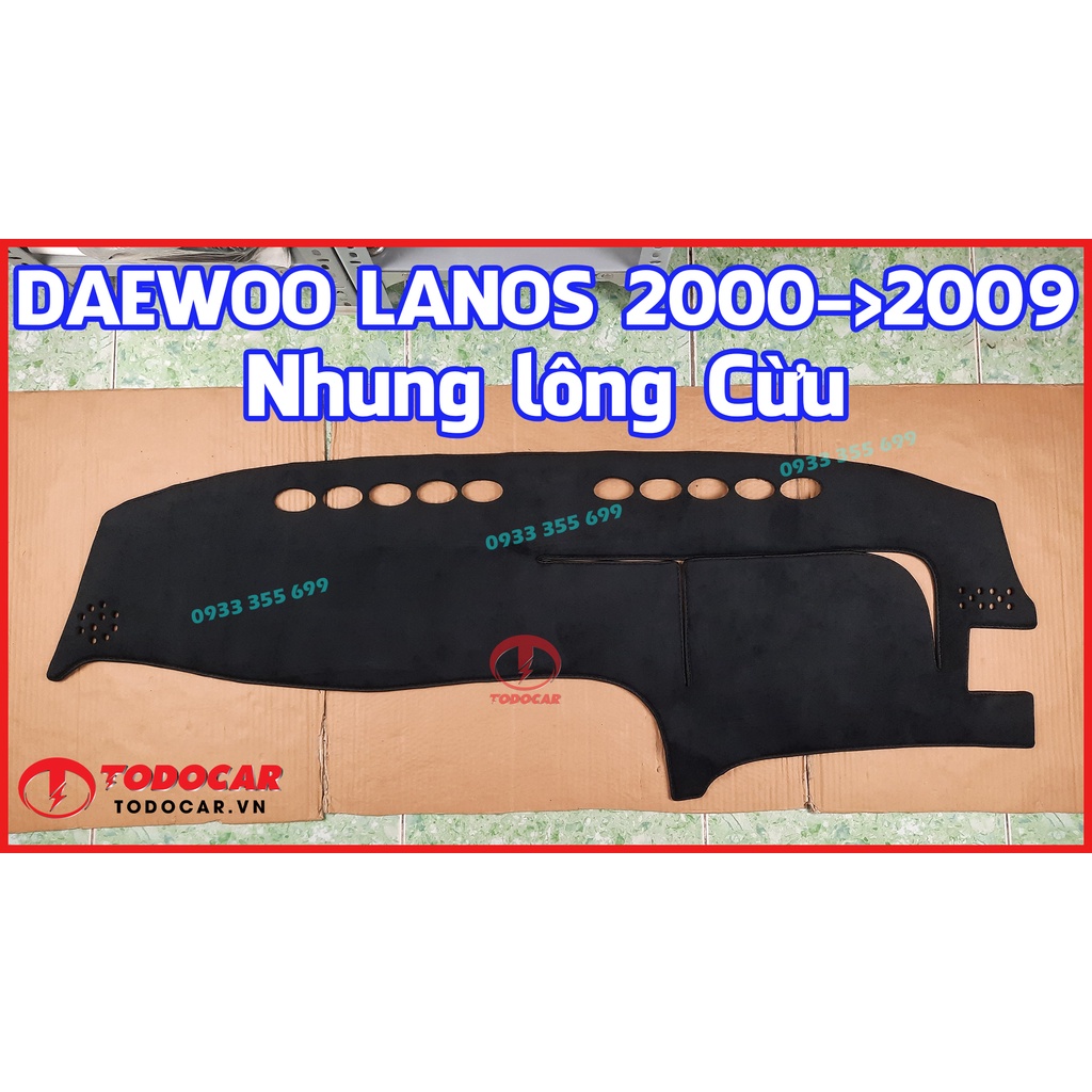 Thảm Taplo DAEWOO LANOS bằng Nhung lông Cừu, Da vân Carbon, Da vân Gỗ 2000 2001 2002 2003 2004 2005 2006 2007 2008 2009