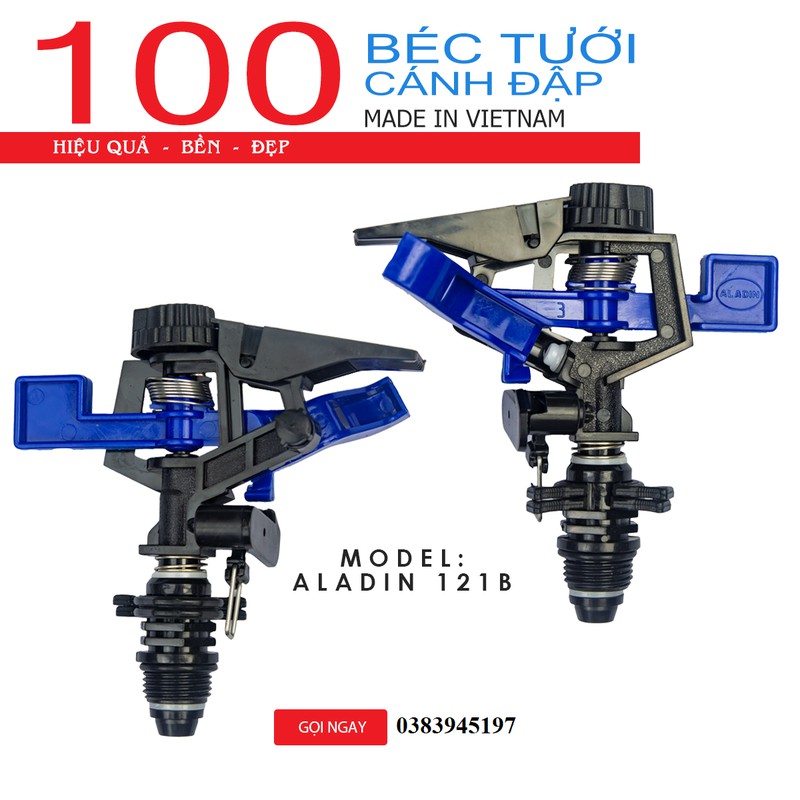 bộ 100 béc tưới Aladin-121B- màu xanh dương, cánh đập, chỉnh góc, dùng cho cây cà phê, tiêu, các loại cây ăn trái, ...