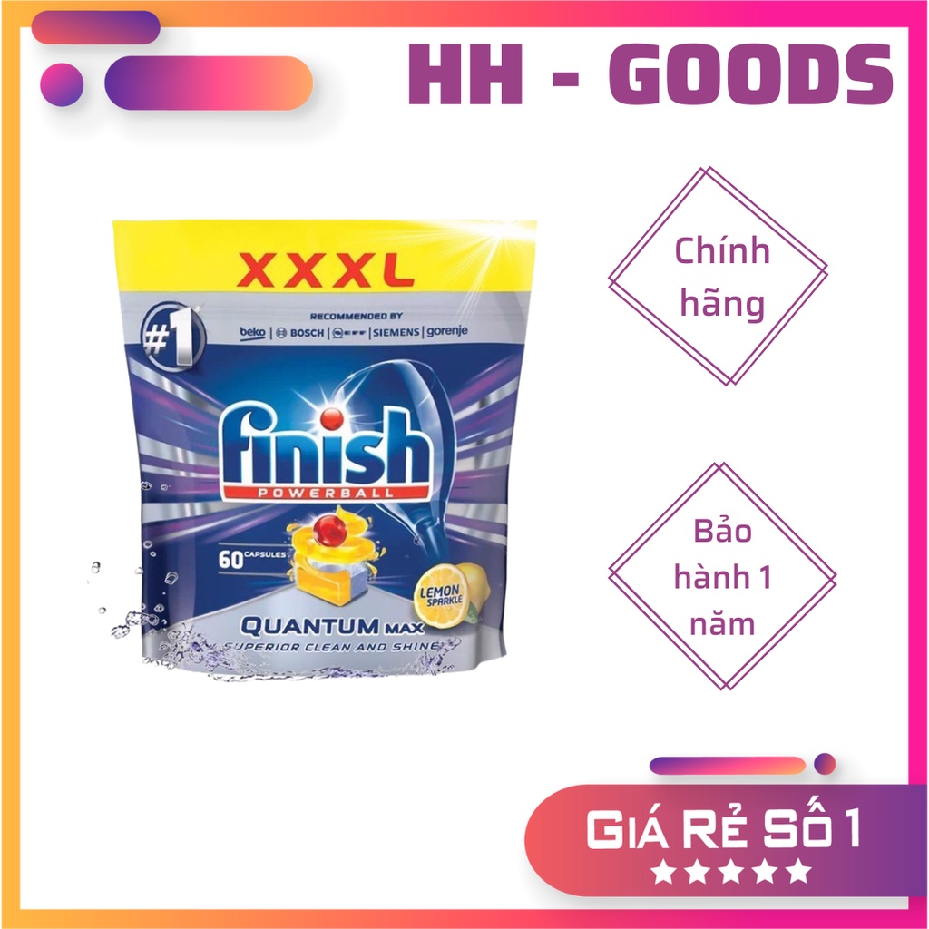 Viên rửa bát Finish Quantum max 60 viên hàng Đức dùng cho máy rửa bát