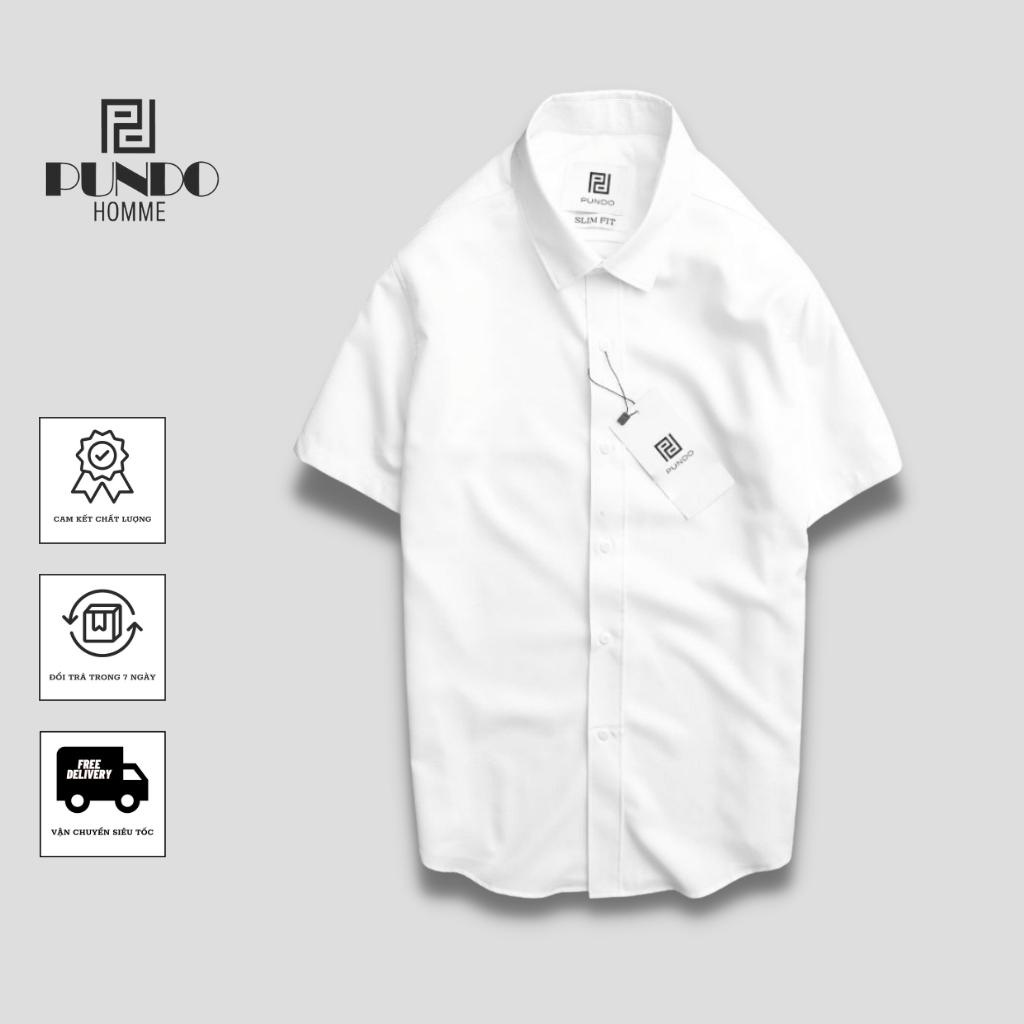 Áo sơ mi nam ngắn tay Pundohomme cổ bẻ 5 màu basic chất vải lụa mịn cao cấp ASMPD36