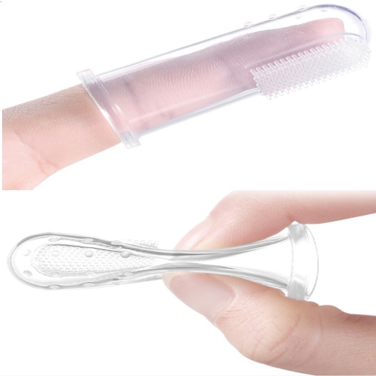 Rơ lưỡi silicon cho bé - Bàn chải đánh răng silicon xỏ ngón - Có hộp đựng giữ vệ sinh an toàn cho bé