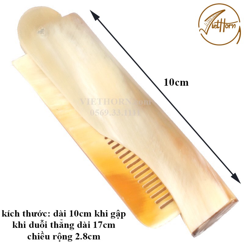 Lược Gấp, chất liệu sừng bò nhập khẩu châu phi, tiện lợi nhỏ gọn VIETHORN