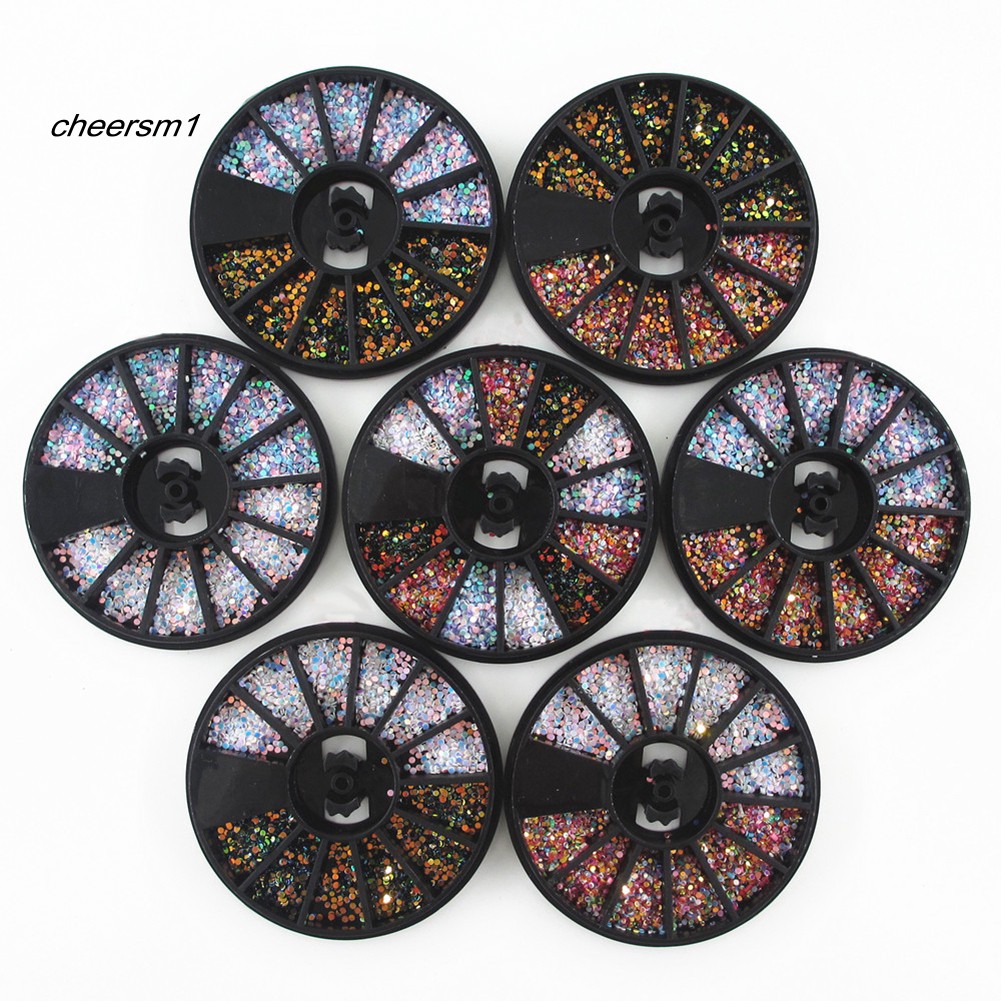 CHE♥1 Wheel 1mm Mixed-Color 3D Nail Art Decor DIY Round Sequins DIY Manicure