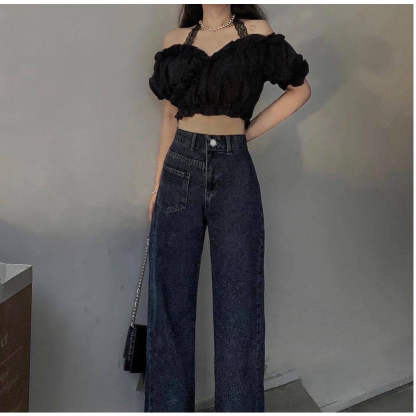 Áo Croptop nữ trễ vai tay ngắn dây ren yếm cho nàng cá tính DAGI2045