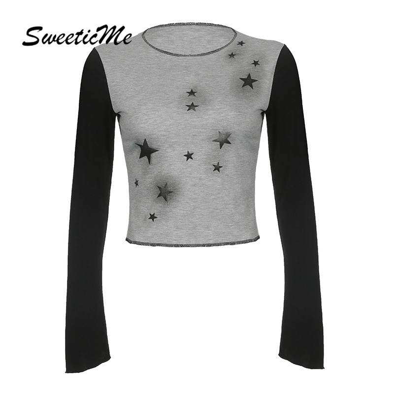 Áo Thun Tay Dài Dáng Ôm In Họa Tiết Thời Trang Quyến Rũ Cho Nữ