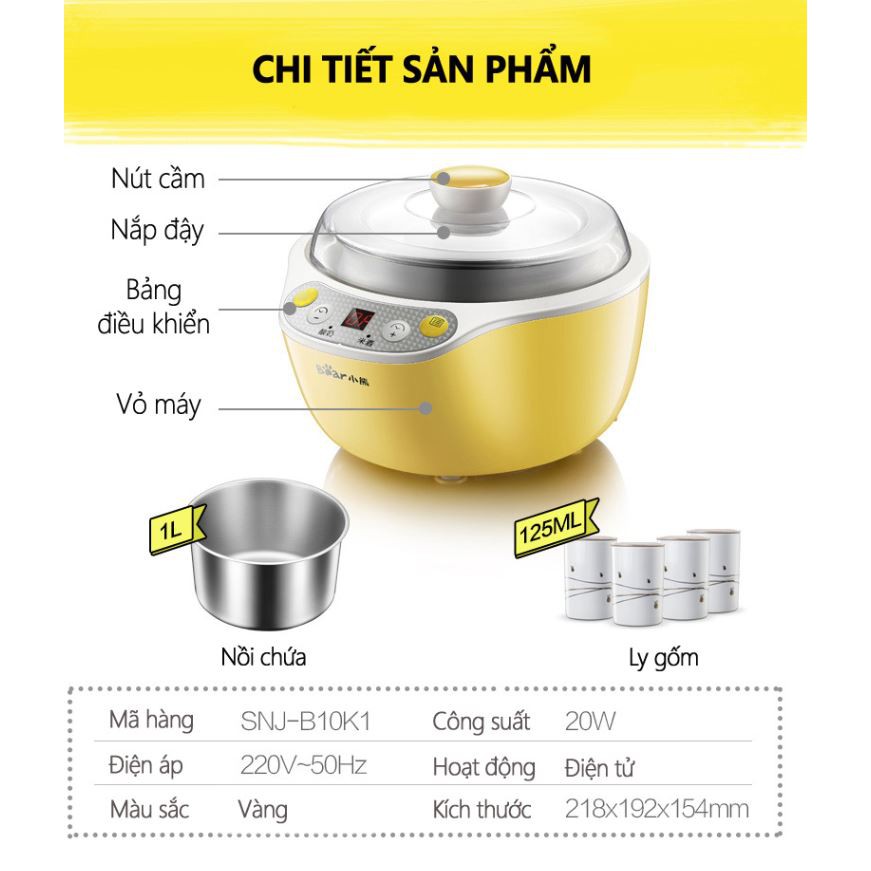 Máy ủ, làm sữa chua tự động Bear SNJ-B10K1