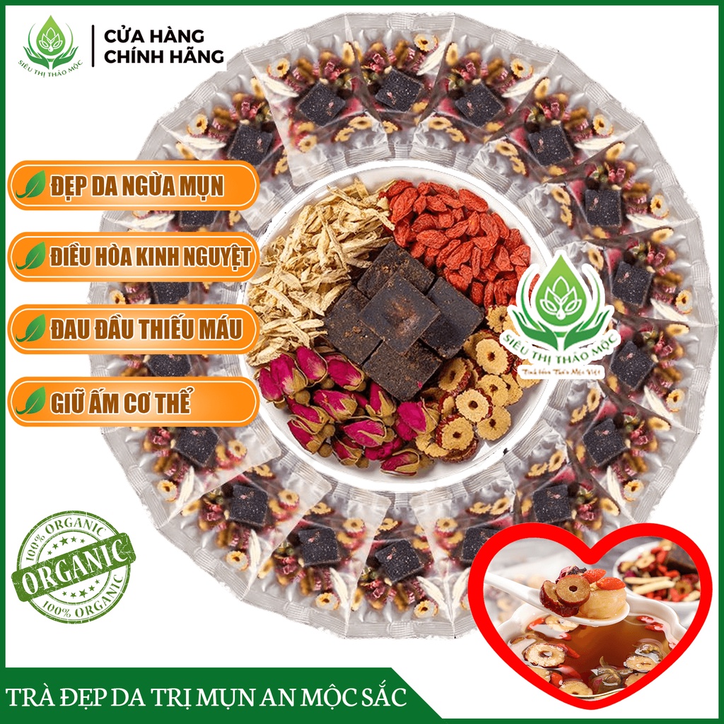 ✅ Trà Đẹp Da Giảm Mun Thanh Sắc An Mộc Trà Gồm Trà Gừng, Đường Nâu, Táo Đỏ, Kỷ Tử, Nụ Hồng