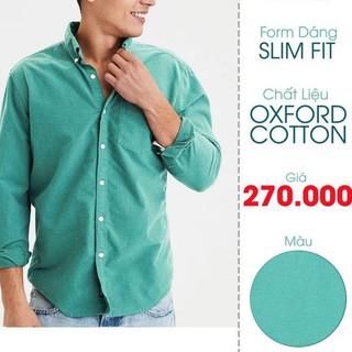 Áo Sơ Mi Nam Dài Tay Vải Cotton Oxford Màu Xanh Cổ Vịt - Fo76 Shop