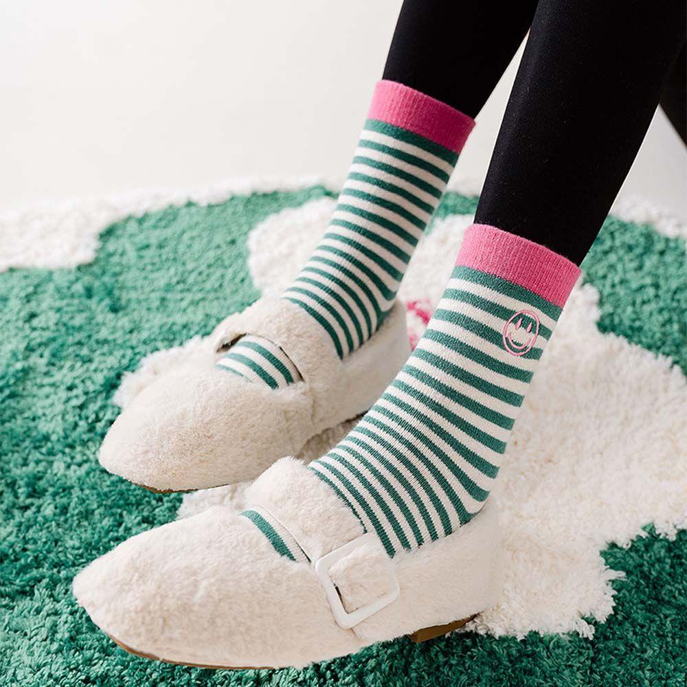 AROMA Vớ Ngủ Vải Cotton Mềm Họa Tiết Kẻ Sọc Thiết Kế Ngọt Ngào Cho Nữ