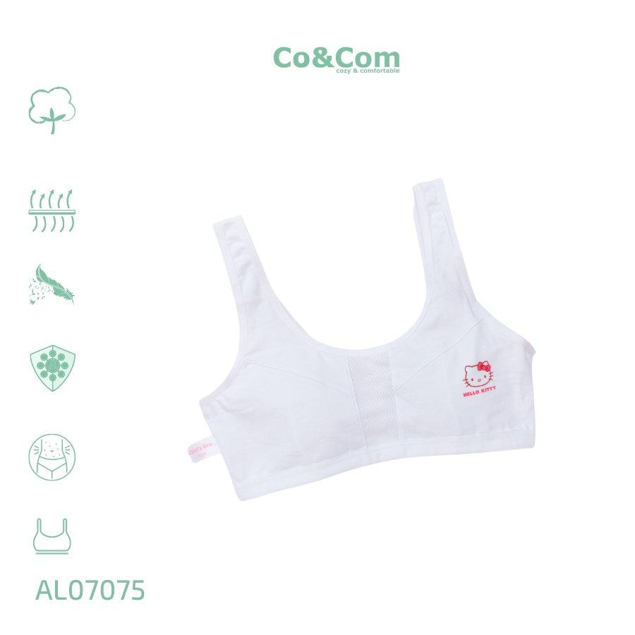 Áo Lá Học Sinh Đồ Lót Bé Gái Cotton Pha Lưới Cao Cấp Co&amp;Com AL07075 Màu Trắng Thoáng Khí Kháng Khuẩn