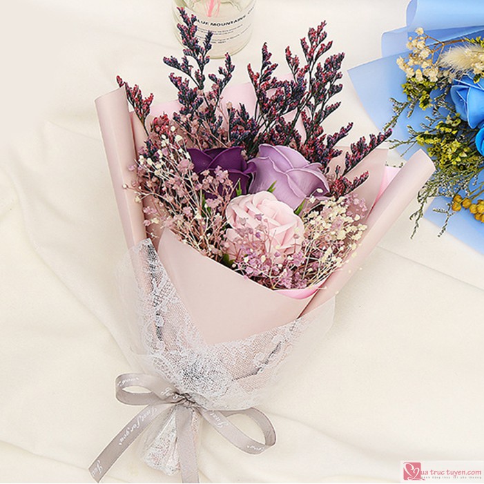 Hộp hoa hồng/ hoa hướng dương sáp thơm kèm túi đựng quà tặng sang trọng (4 mẫu)