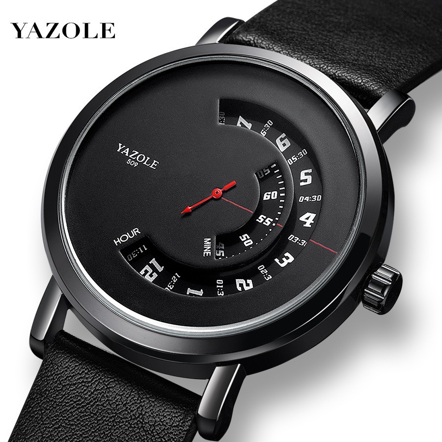 Đồng hồ nam Yazole 509 510 518 519 dây da sang trọng, kim chạy dọc - Hàng mới về
