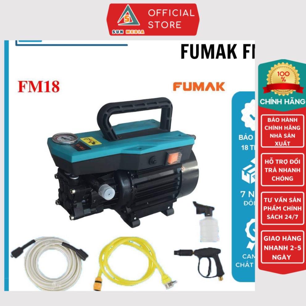 Máy Rửa Xe Áp Lực Fumak FM18, Mô Tơ Từ 1900W, Tự Hút Nước, Phun Xà Phòng,Nhiều Chế Độ, Bảo Hành 18 Tháng SUN-MEDIA