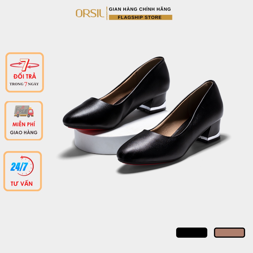  Giày nữ cao gót 3 phân big size đen ORSIL