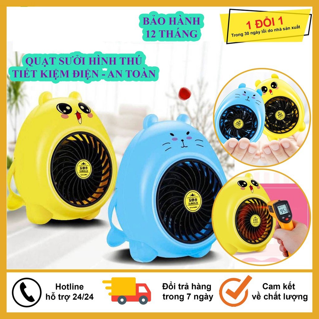 Quạt Sưởi Mini 2 Chiều Hình Thú đáng yêu