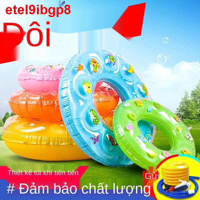 Vòng bơi trẻ em túi khí đôi dày dặn Phao cứu sinh người lớn bé trai và gái nổi an toàn có thể ngồi