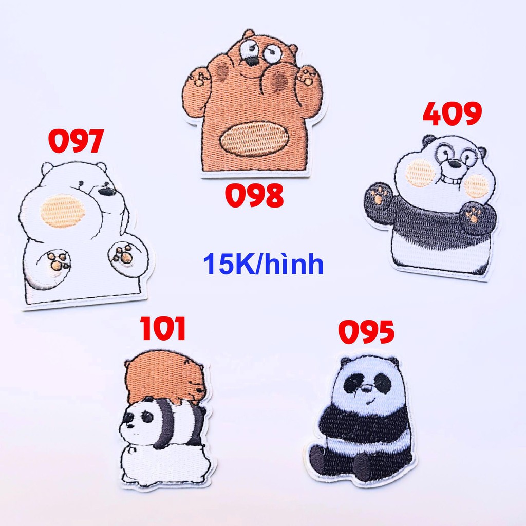 Sticker vải, patch ủi We bare bears