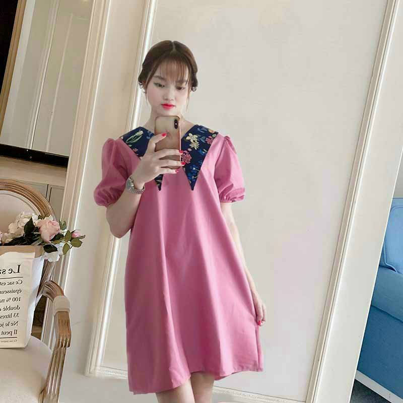 ĐẦM NỮ BABYDOLL CỔ NHỌN PHỐI HOA SIÊU DỄ THƯƠNG, DÁNG RỘNG (dưới 55kg)