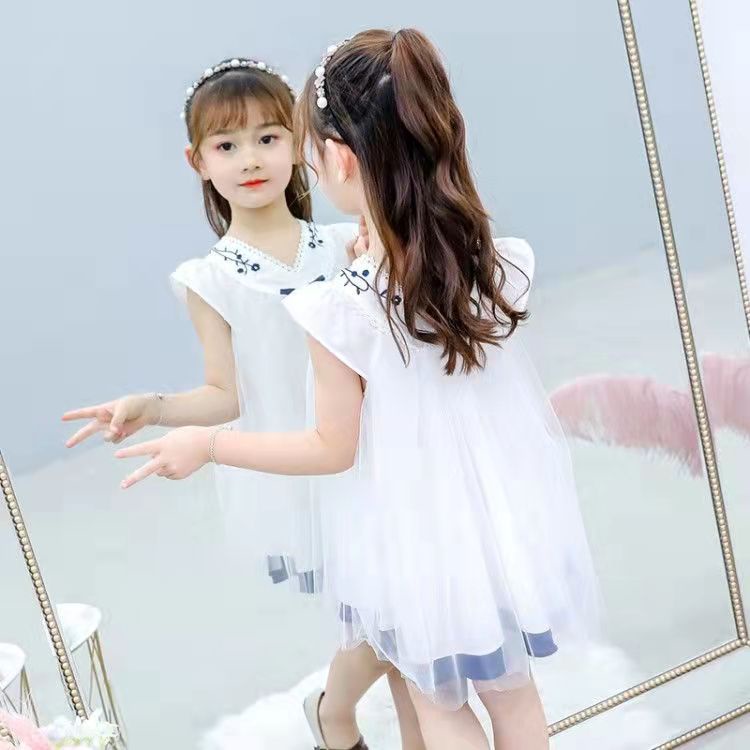 Đầm Dự Tiệc Sát Nách Thêu Họa Tiết Xinh Xắn Thời Trang Mùa Hè Cho Bé Gái Từ 1-2 - 3-4 - 5-6 - 7-8 - 9 Tuổi