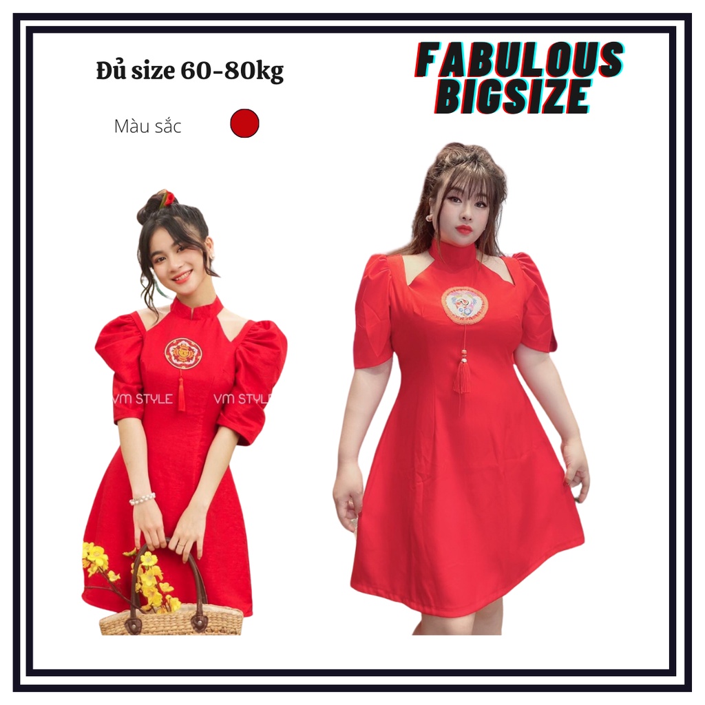 BIGSIZE Áo dài cách tân hở vai cho người béo mập Fabulous bigsize