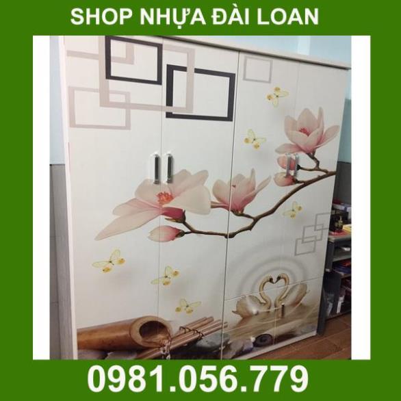 VTL04_08 tủ nhựa Đài Loan 4 cánh, 2 buồng in 3D tuyệt đẹp