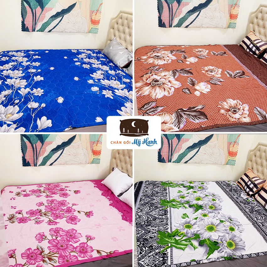 Chăn hè Cotton Poly trần bông 3 lớp nhiều mẫu nhẹ thấm hút mồ hôi tốt kích thước 1m7x2m
